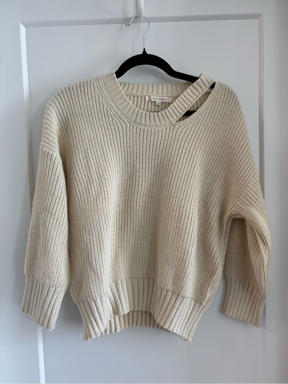 Ellison Cream Ribbed Crewneck Sweater